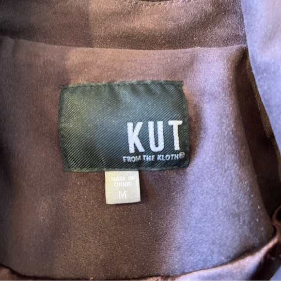 Kut From The Cloth Faux Suede Moto Jacket Maroon Size Medium - Picture 4 of 10